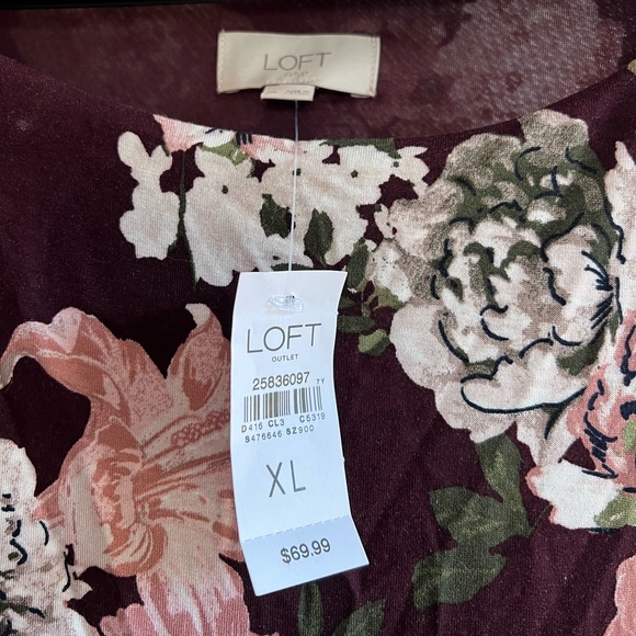 Loft Brand Purple Floral Long Sleeve Dress - Picture 6 of 7